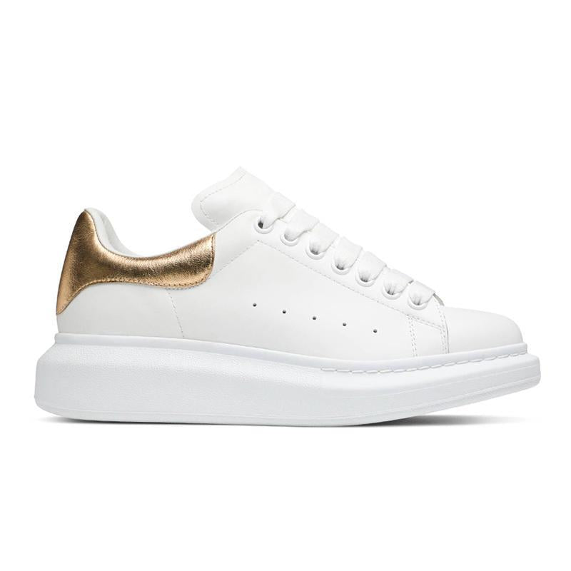 Low Top Leather Widened Tennis Shoe in White (Gold) Drip Locker Global