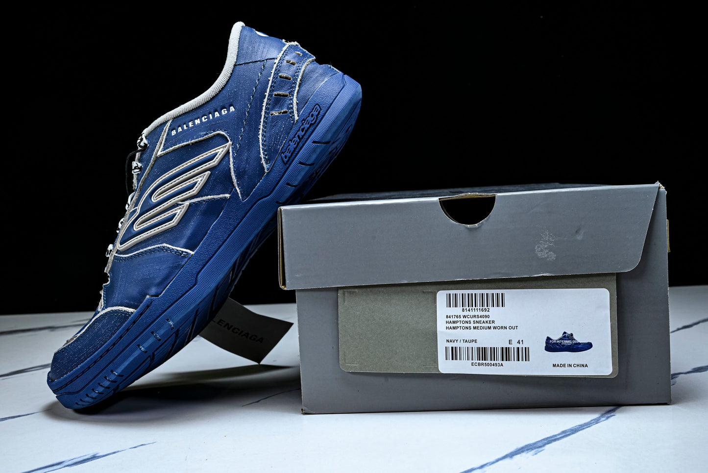 Вalenciaga Hamptons Worn-Out Sneaker 'Navy Blue'