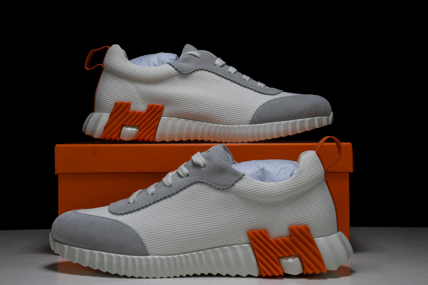Hermès Bouncing Sneaker 'Blanc Orange Gris'