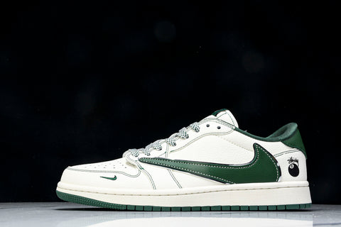 Travis Scott AJ1 Low x Stussy 'White Green' (Custom)