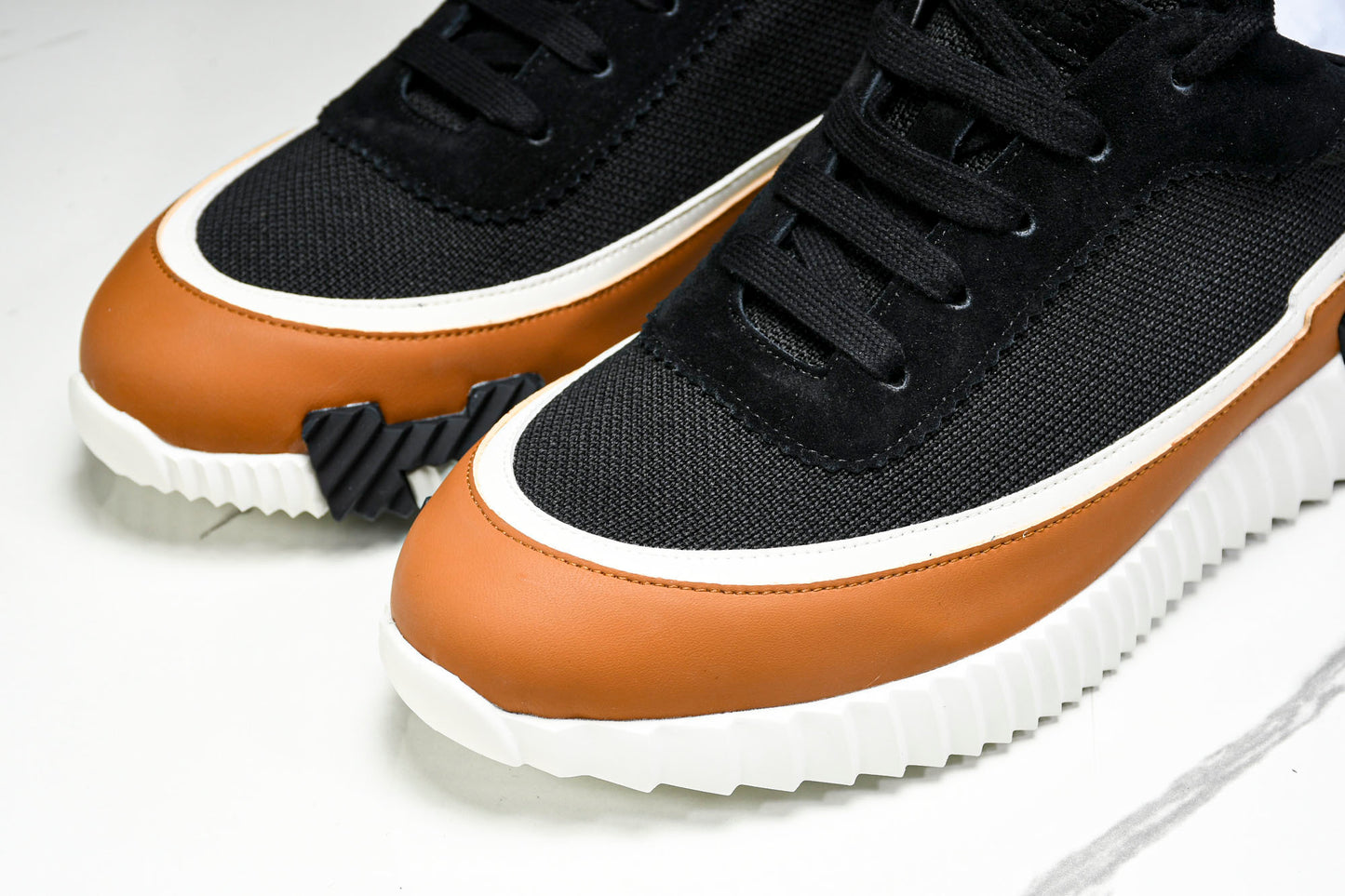 Hermès Bouncing Sneaker Panelled 'Noir Marron Blanc'