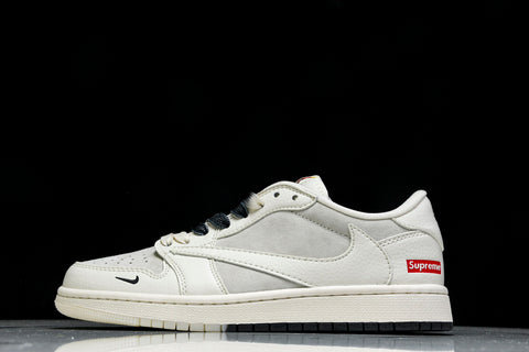Travis Scott AJ1 Low x Supreme 'White Black Sole' (Custom)