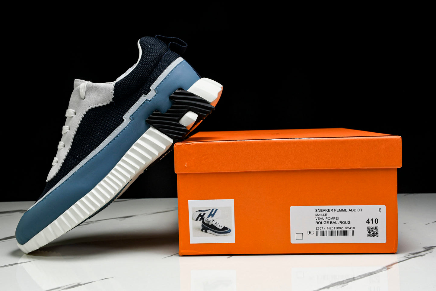 Hermès Bouncing Sneaker Panelled 'Marine Bleu Blanc'