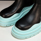 Вottega Veneta Tire Chelsea Boots 'Black Teal Blue'