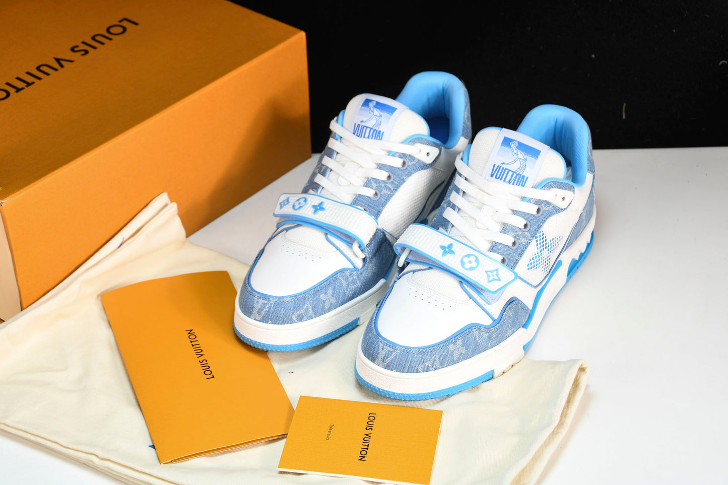 Louis Vuittоп Trainer Low Velcro Strap 'Monogram Denim Blue'