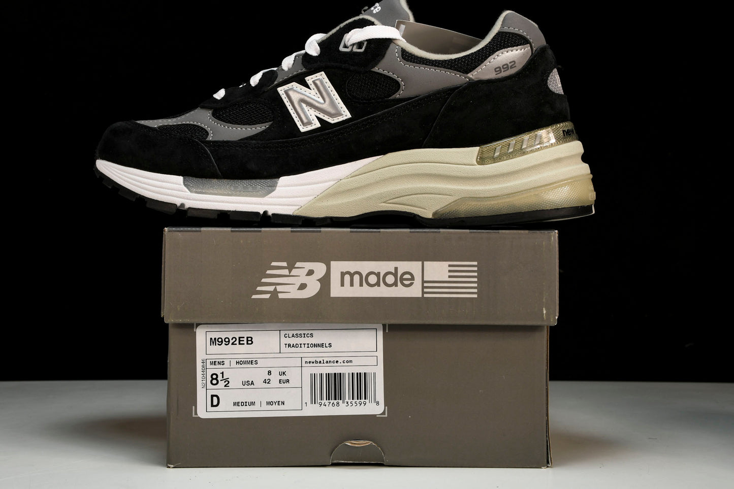 NB 992 'Black Grey Suede'