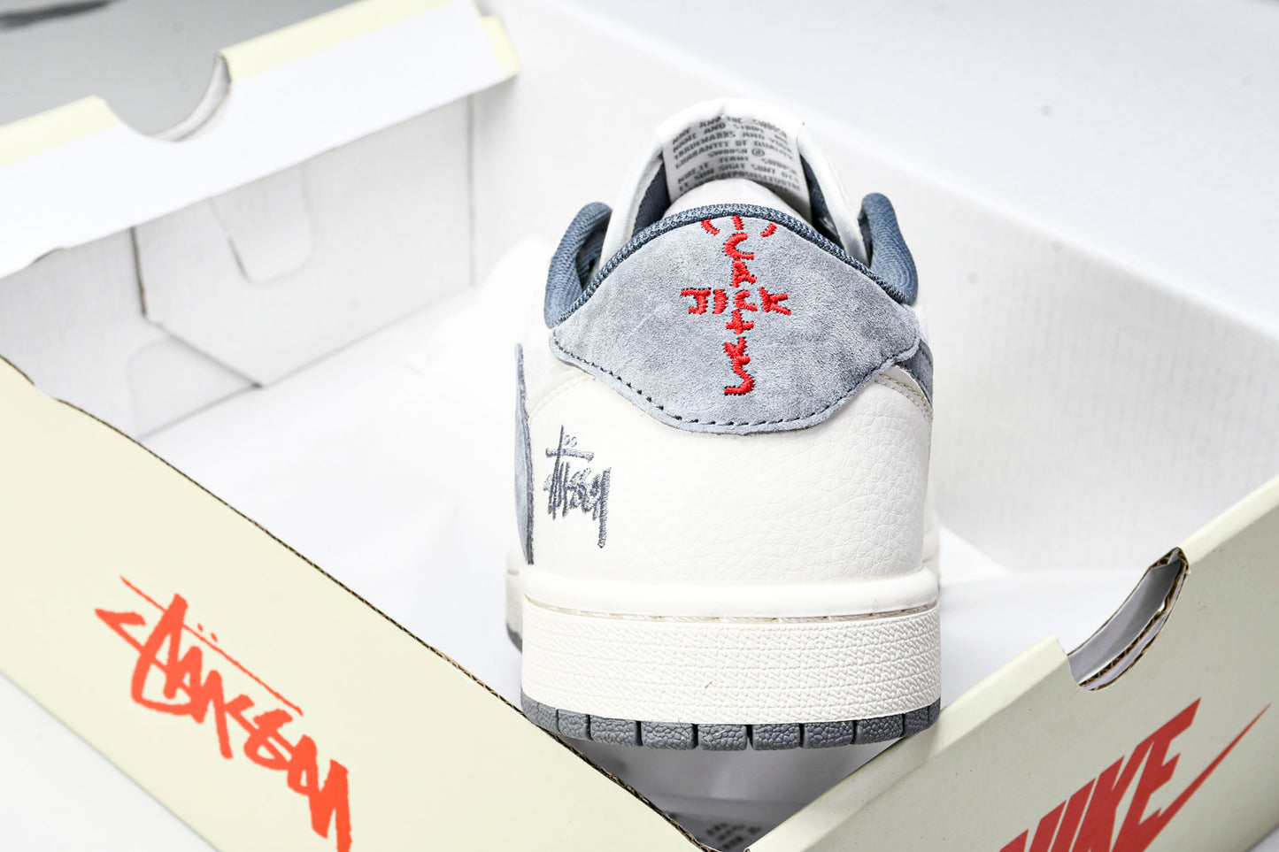 Travis Scott AJ1 Low x Stussy 'Grey White' (Custom)
