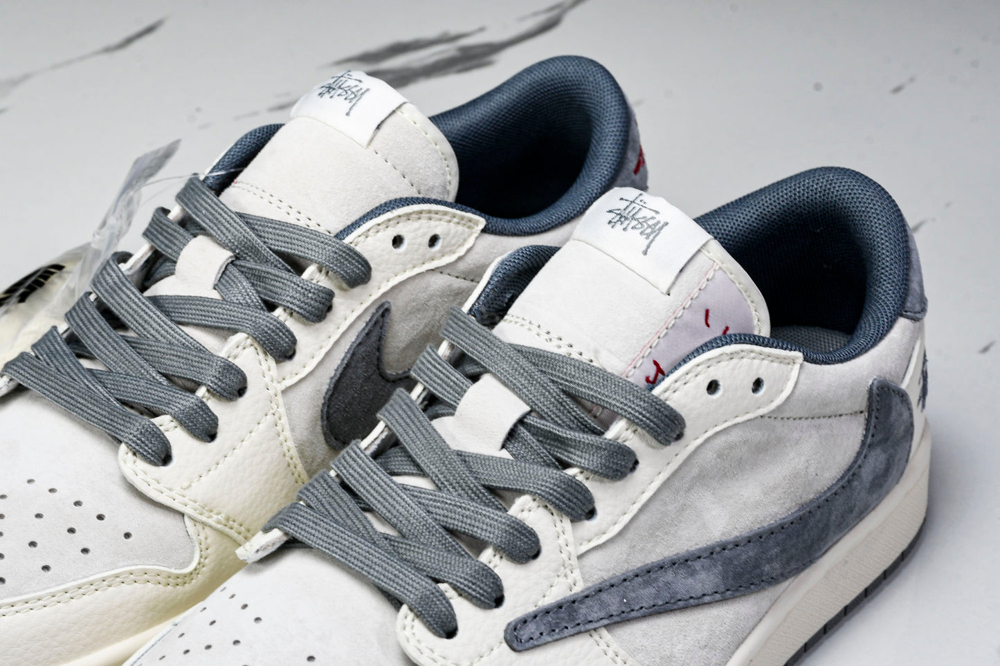 Travis Scott AJ1 Low x Stussy 'Grey White' (Custom)