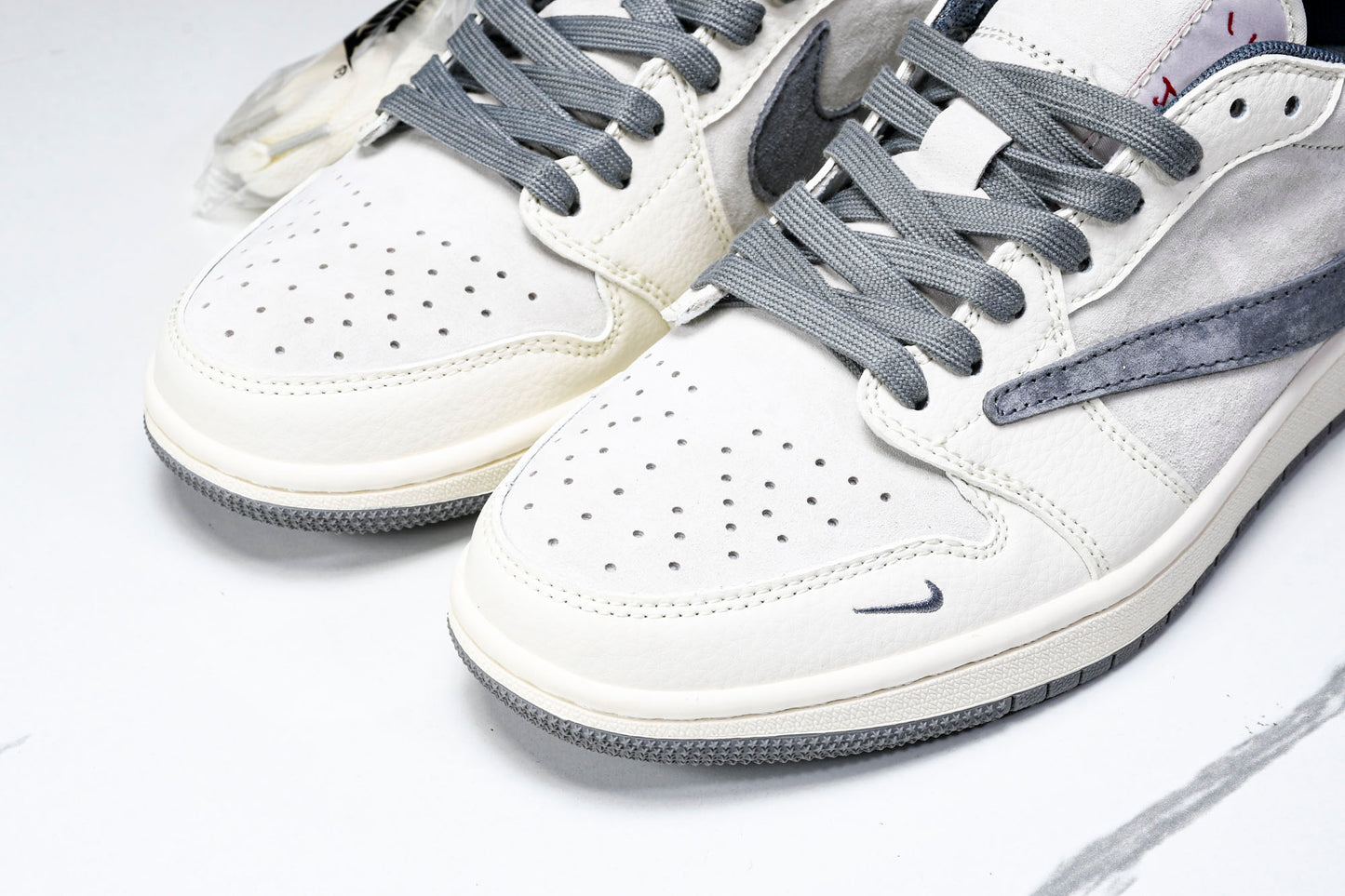 Travis Scott AJ1 Low x Stussy 'Grey White' (Custom)