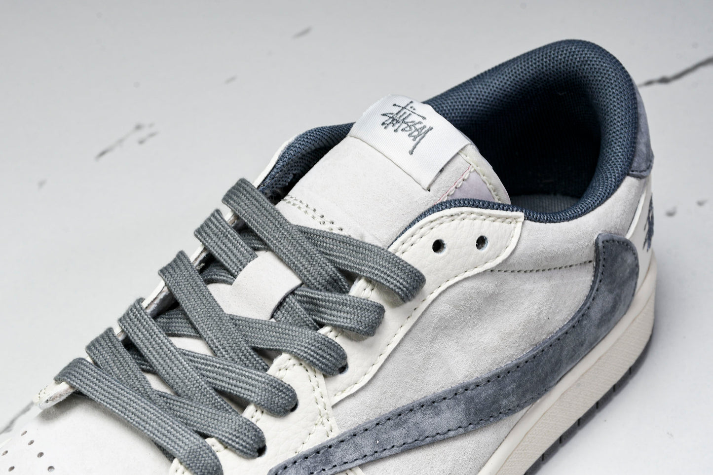Travis Scott AJ1 Low x Stussy 'Grey White' (Custom)