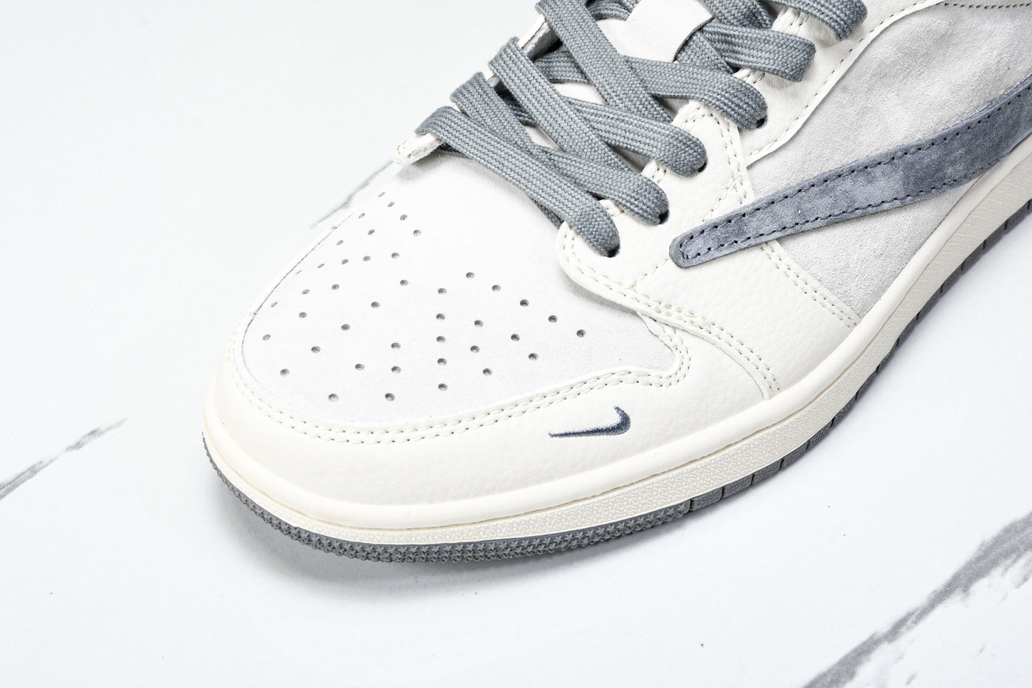Travis Scott AJ1 Low x Stussy 'Grey White' (Custom)