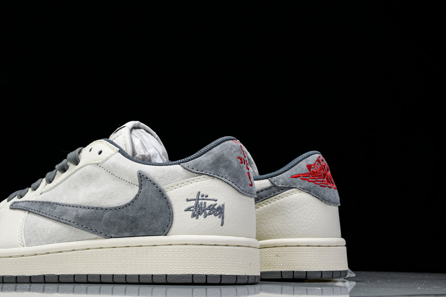 Travis Scott AJ1 Low x Stussy 'Grey White' (Custom)
