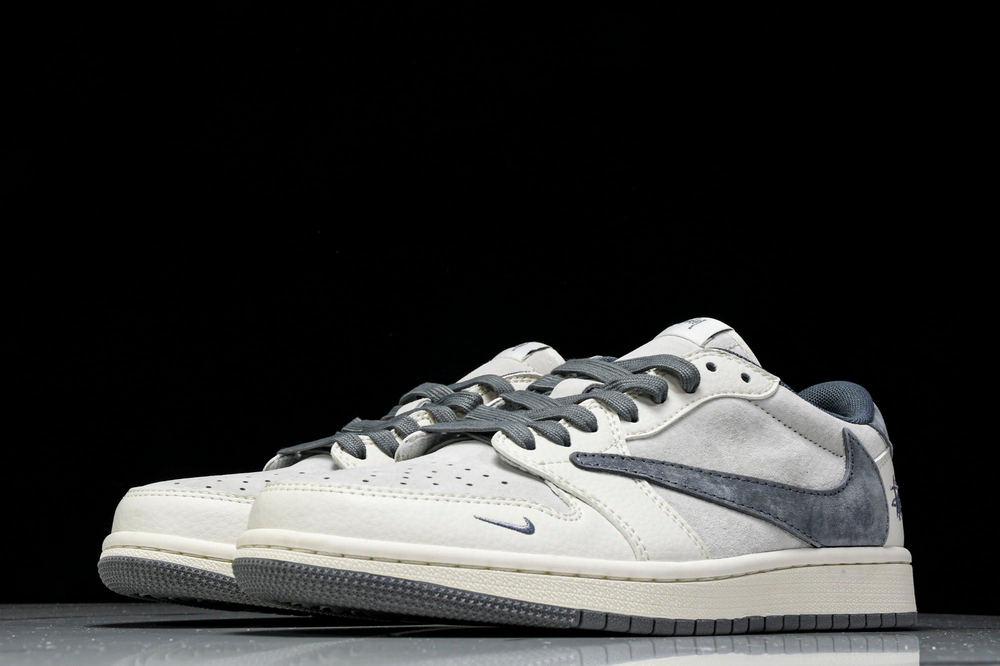 Travis Scott AJ1 Low x Stussy 'Grey White' (Custom)