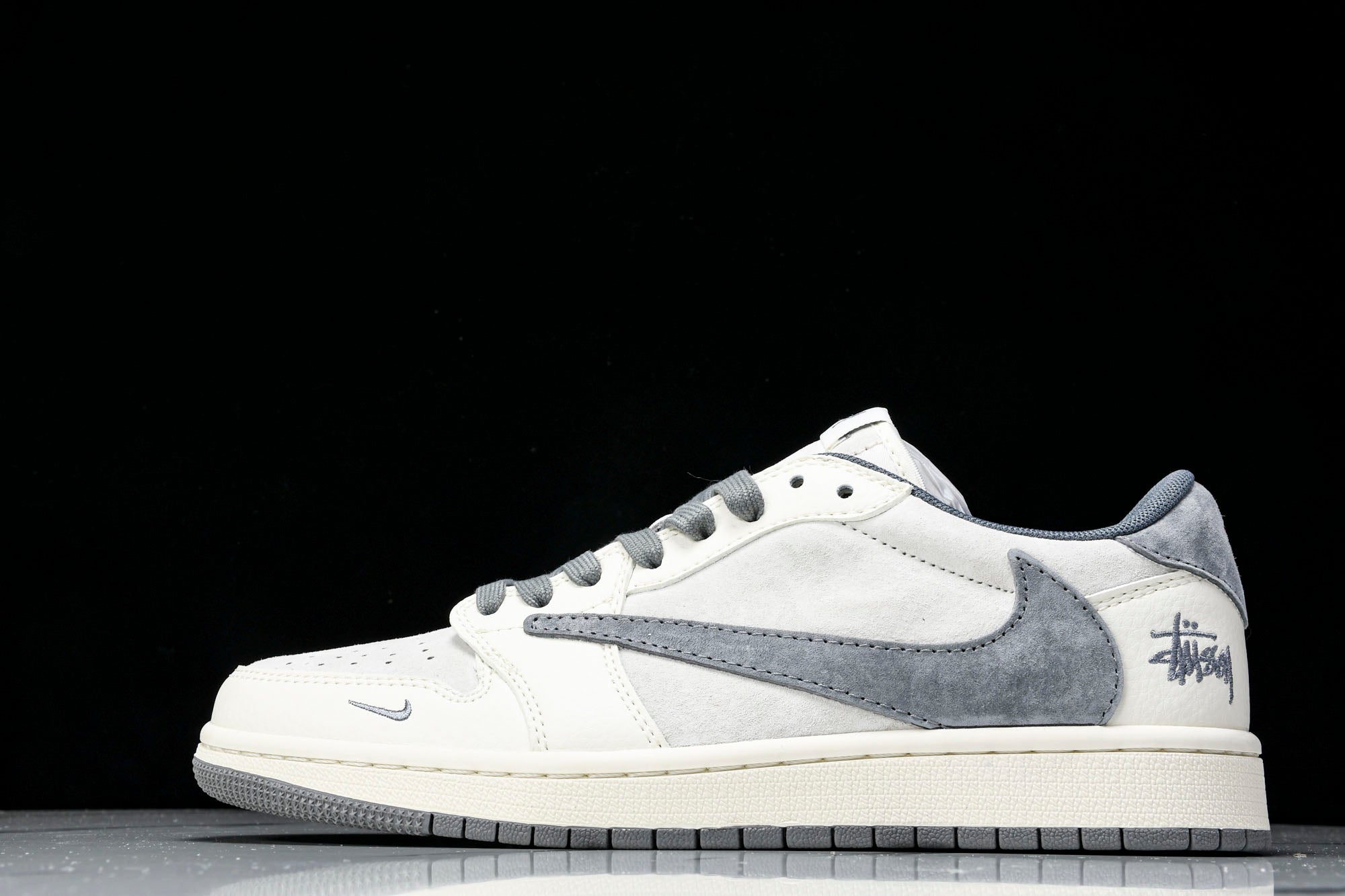 Travis Scott AJ1 Low x Stussy 'Grey White' (Custom)