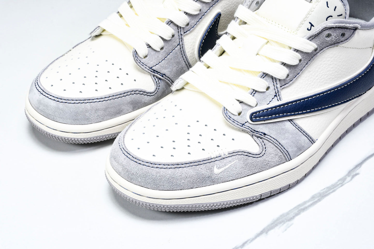 Travis Scott AJ1 Low x Supreme 'Grey Navy' (Custom)