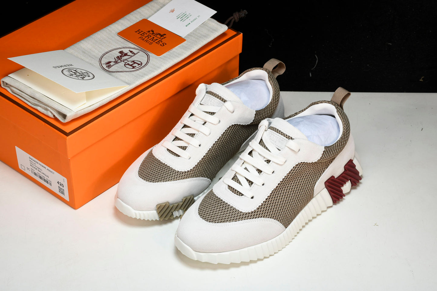 Нermès Bouncing Sneaker 'Beige Argile Blanc'