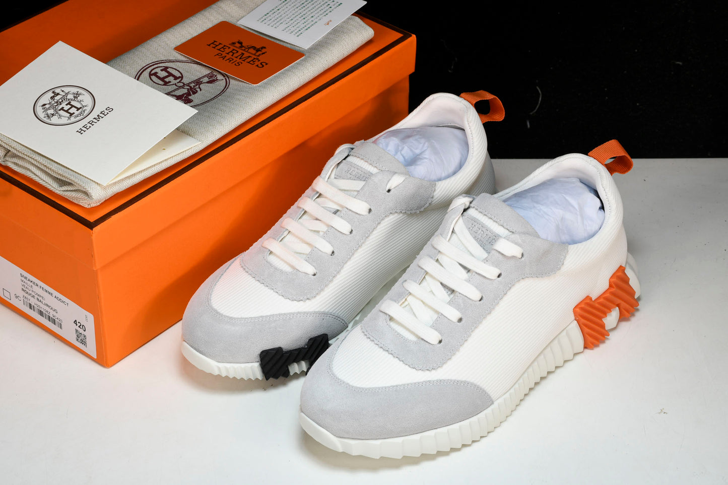 Нermès Bouncing Sneaker 'Blanc Orange Gris'