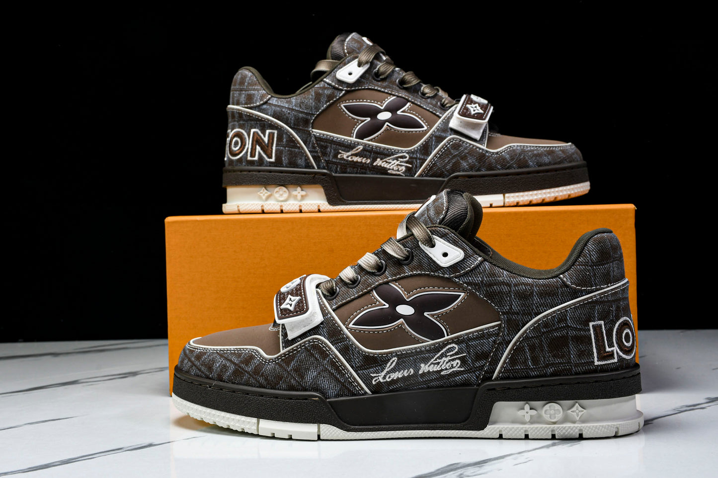Louis Vuittоп Trainer Low Velcro Strap 'Crocodile Denim Mocha'