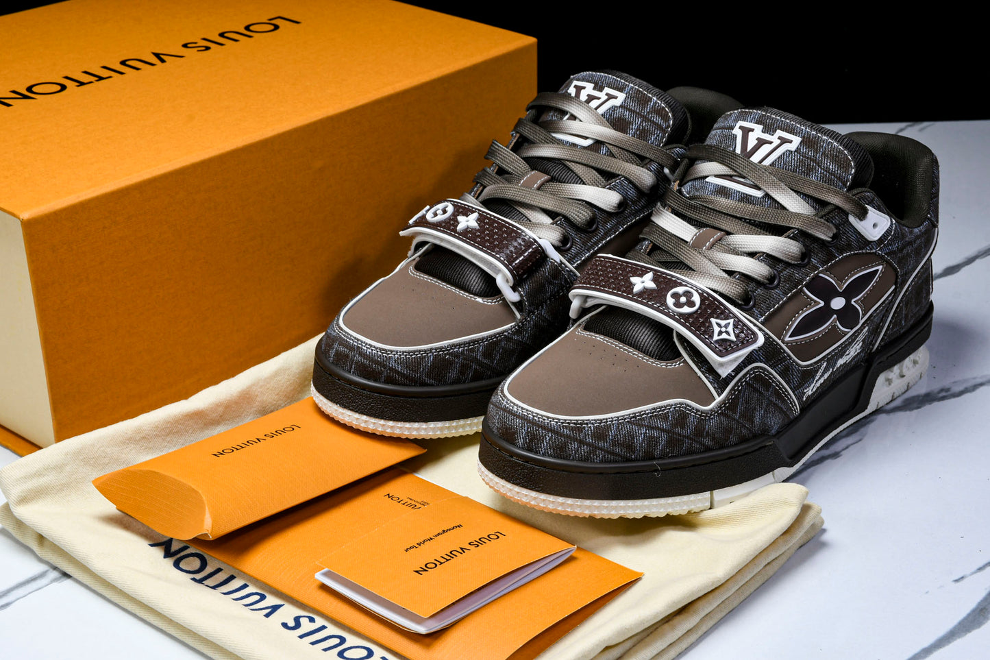 Louis Vuittоп Trainer Low Velcro Strap 'Crocodile Denim Mocha'