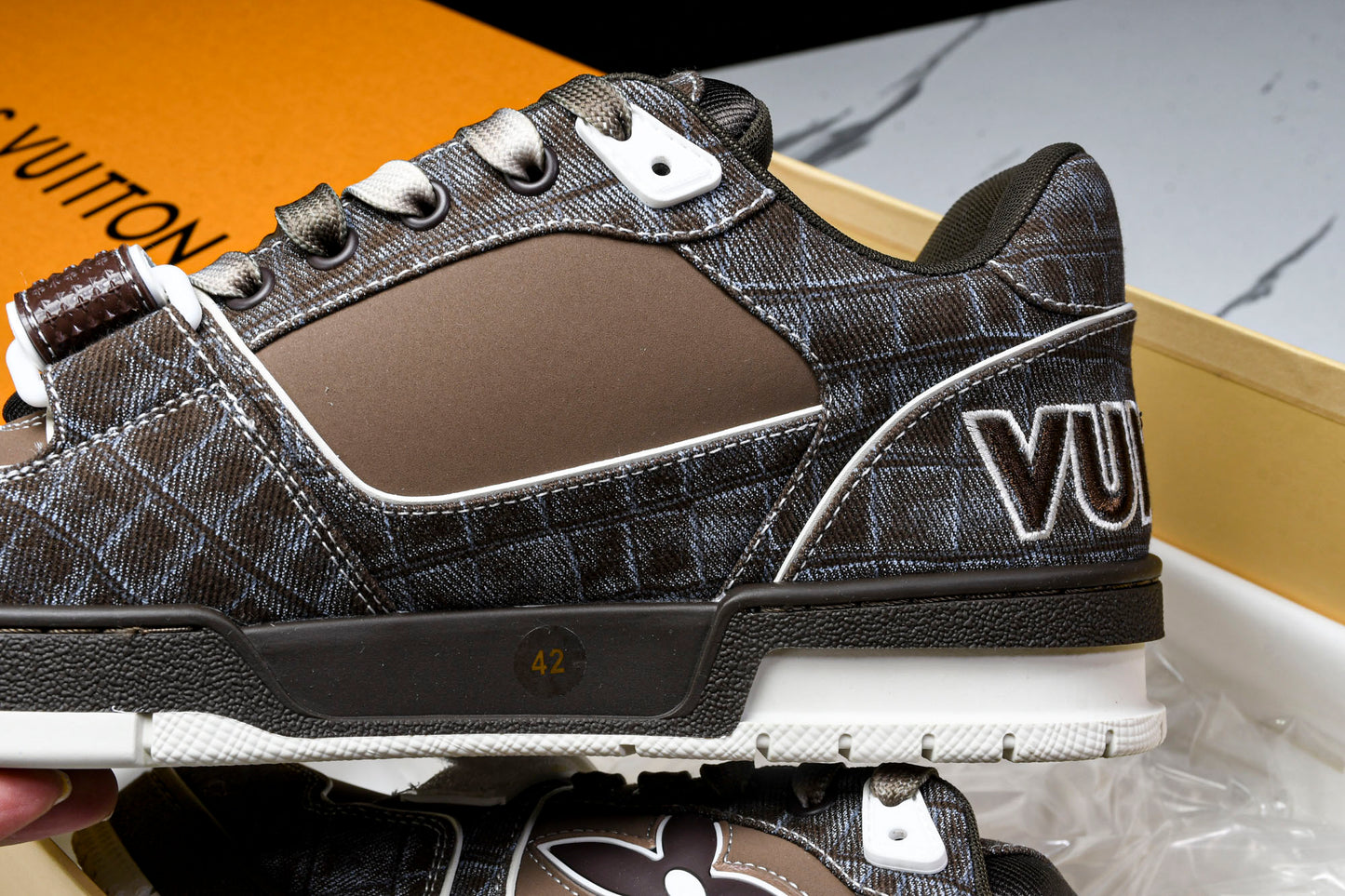 Louis Vuittоп Trainer Low Velcro Strap 'Crocodile Denim Mocha'
