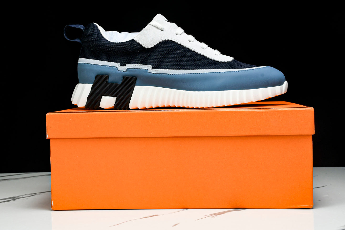 Hermès Bouncing Sneaker Panelled 'Marine Bleu Blanc'