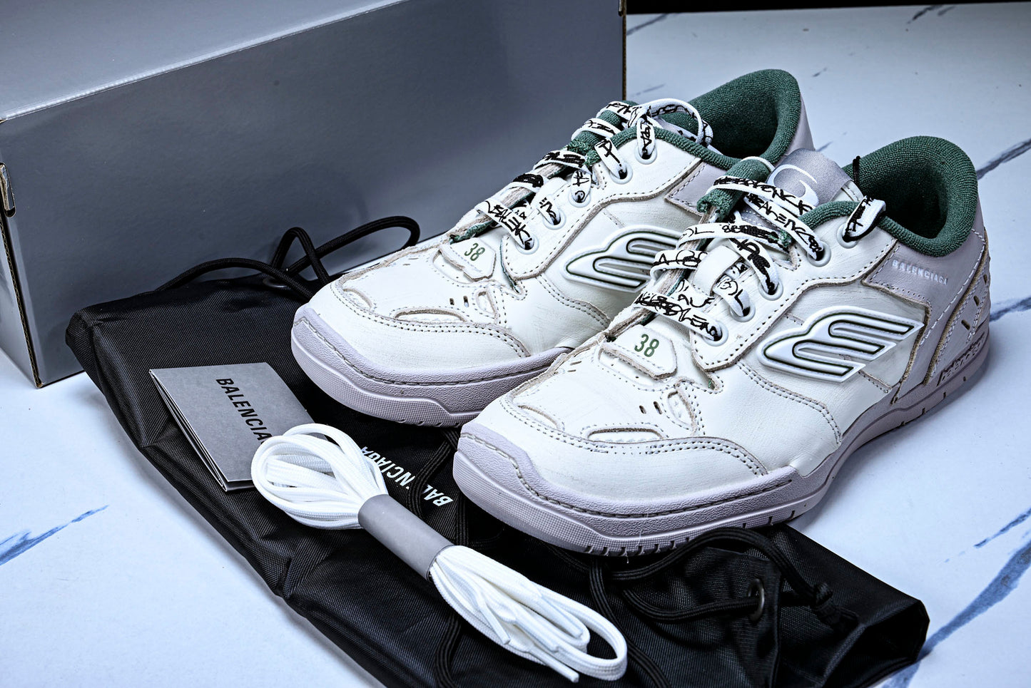 Вalenciaga Hamptons Worn-Out Sneaker 'Beige Green'