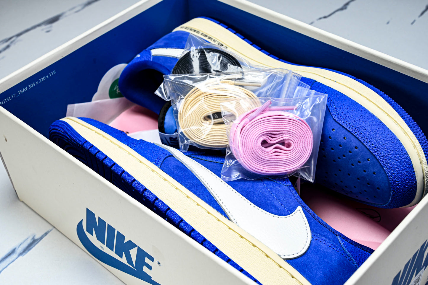 Travis Scott x Fragment AJ1 Low ‘Reverse Sail Military Blue’ (Unreleased)