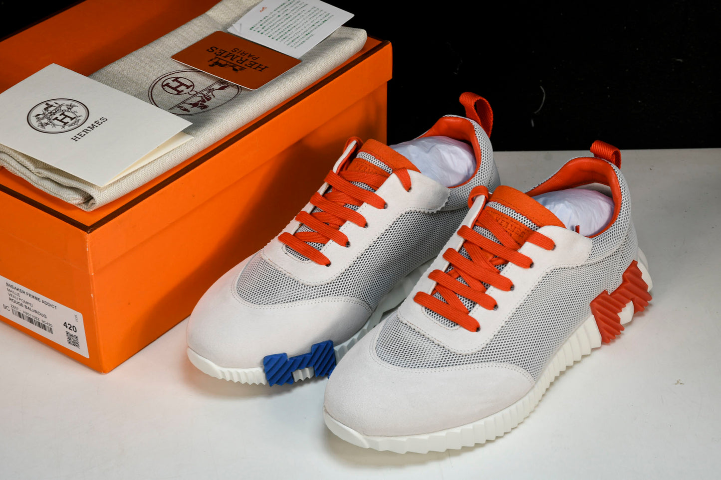 Hermès Bouncing Sneaker 'Blanc Orange Bleu'