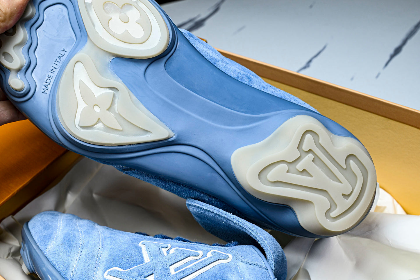 Louis Vuittоп Footprint Football Sneaker 'Blue Suede'
