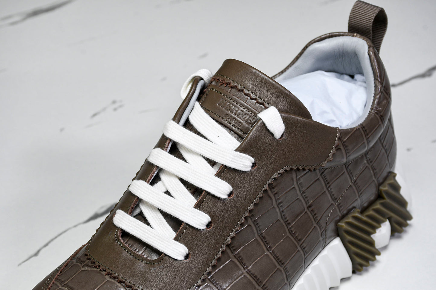 Hermès Bouncing Sneaker 'Etoupe Crocodile'