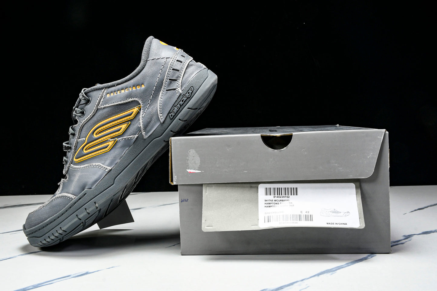 Вalenciaga Hamptons Worn-Out Sneaker 'Grey Yellow'