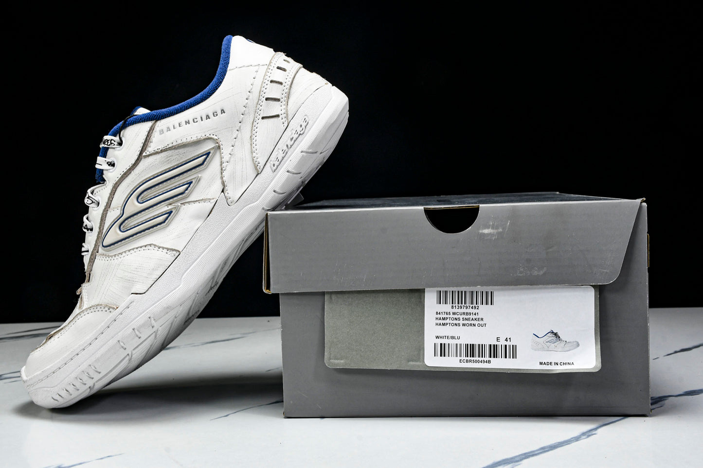 Вalenciaga Hamptons Worn-Out Sneaker 'White Blue'