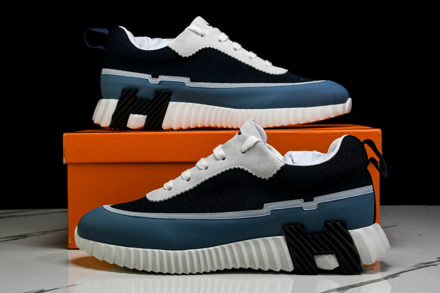 Hermès Bouncing Sneaker Panelled 'Marine Bleu Blanc'