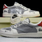 Travis Scott AJ1 Low x Stussy 'Grey White Red' (Custom)