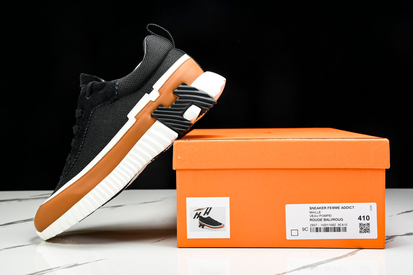 Hermès Bouncing Sneaker Panelled 'Noir Marron Blanc'