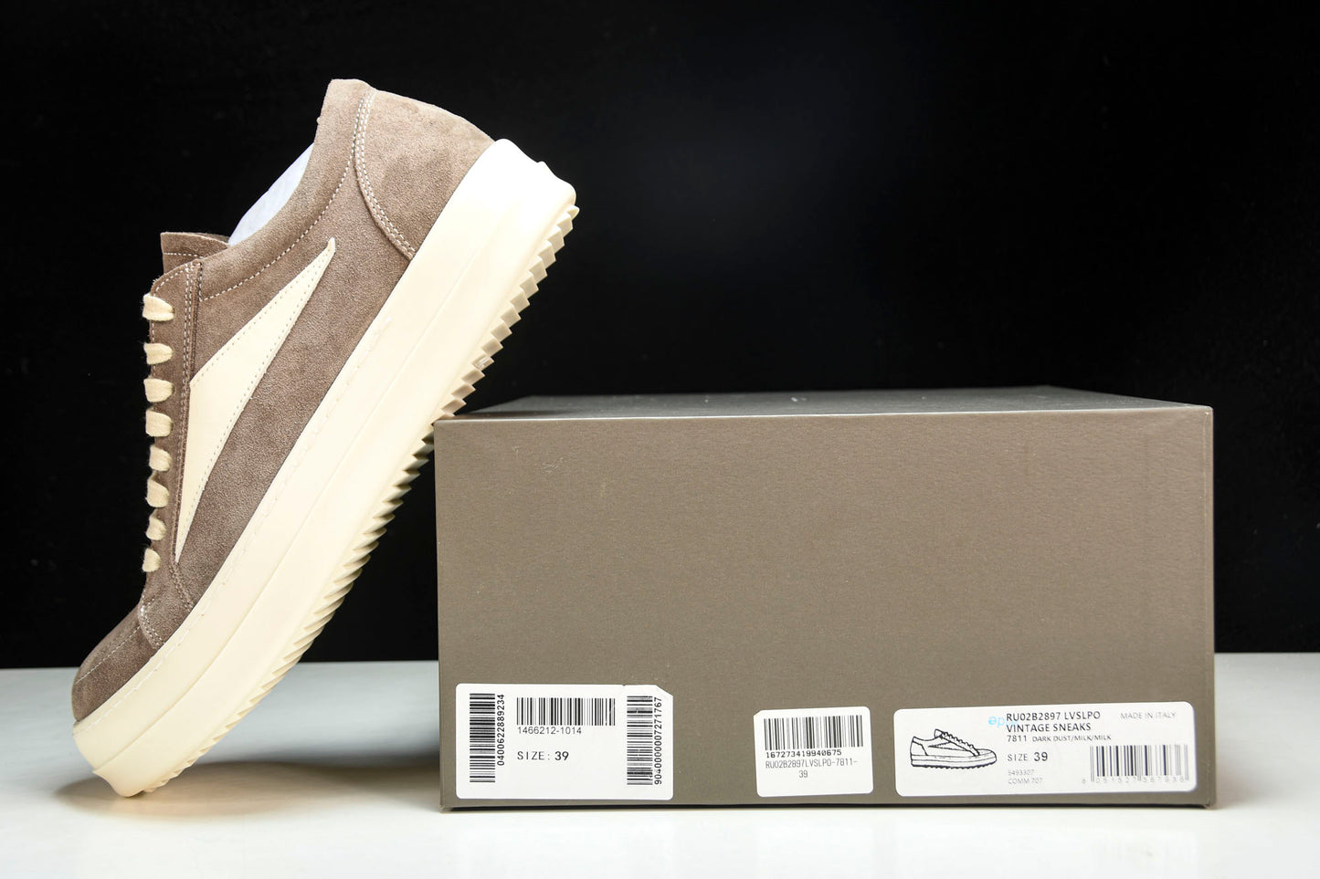 Rick Owens Vintage Sneaks Suede 'Dark Dust'