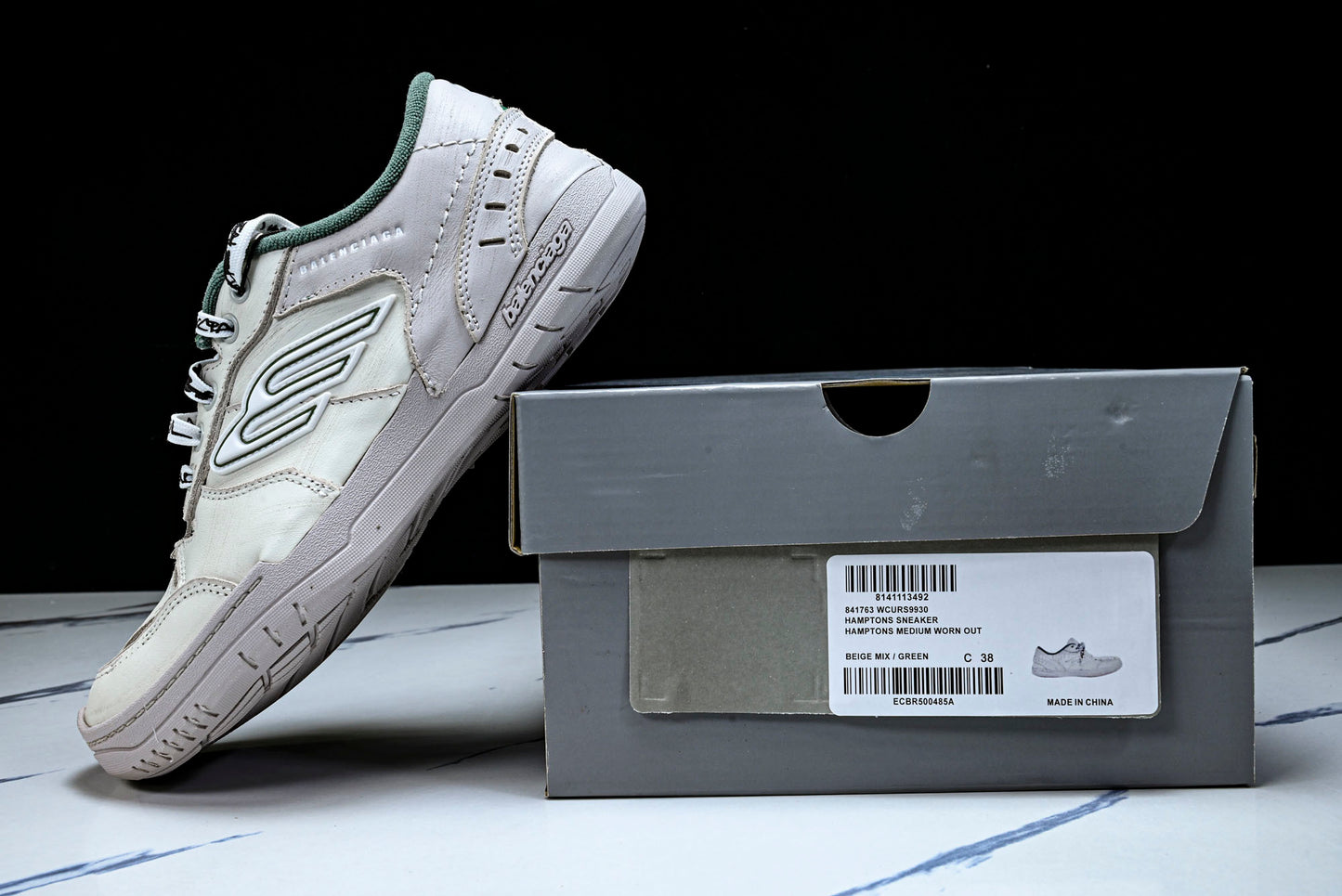 Вalenciaga Hamptons Worn-Out Sneaker 'Beige Green'