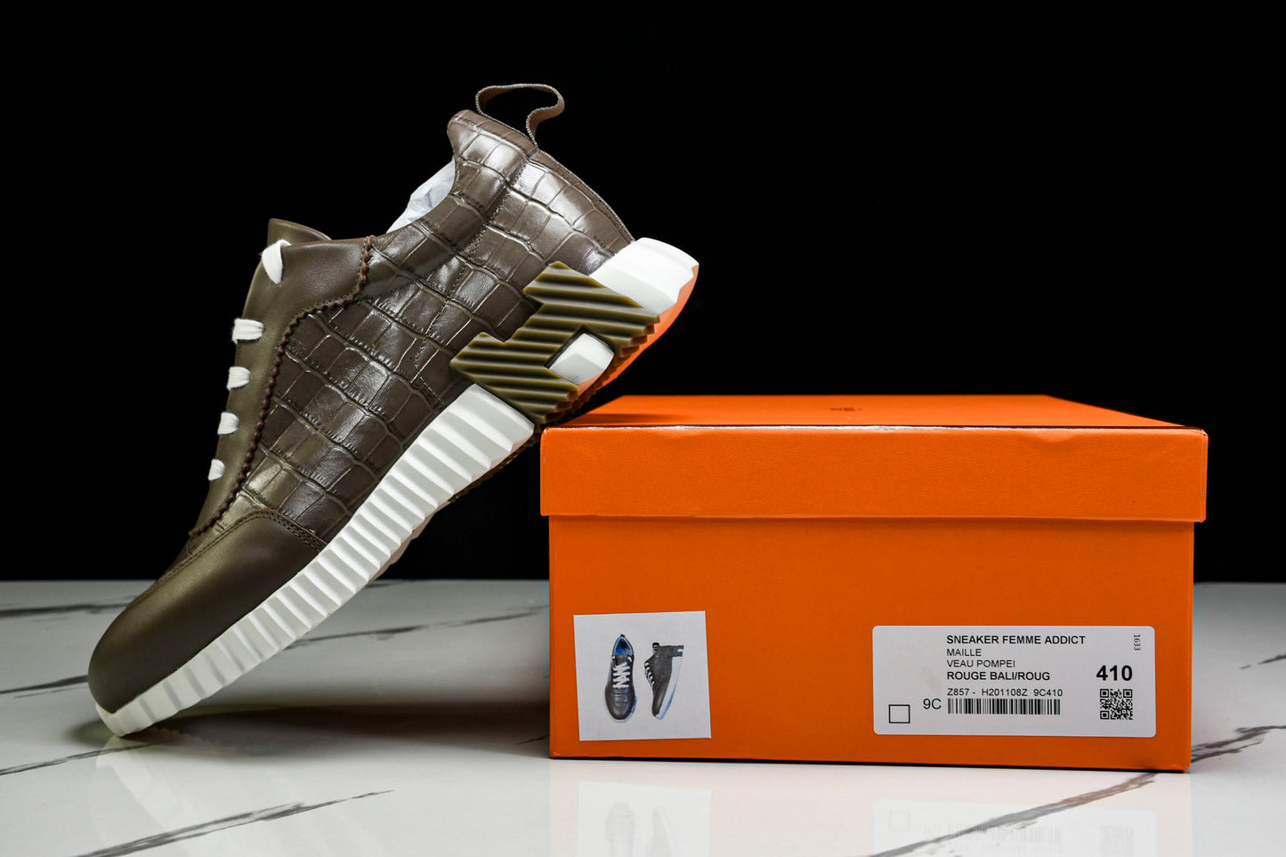 Hermès Bouncing Sneaker 'Etoupe Crocodile'