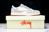 Travis Scott AJ1 Low x Stussy 'Grey White 2.0' (Custom)