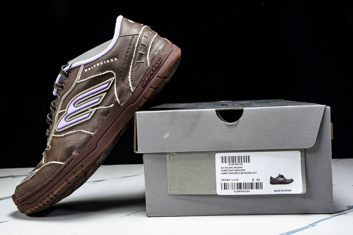 Вalenciaga Hamptons Worn-Out Sneaker 'Brown Lilac'