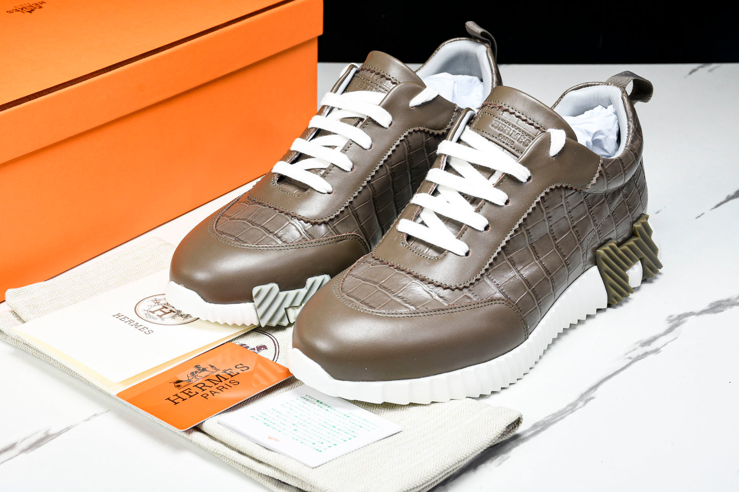 Hermès Bouncing Sneaker 'Etoupe Crocodile'