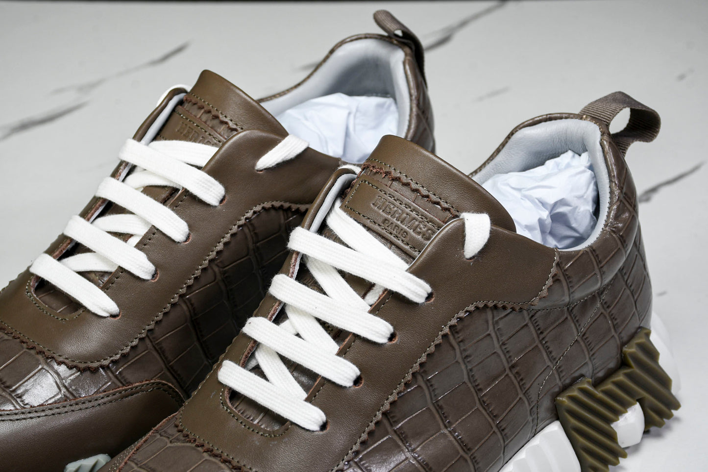 Hermès Bouncing Sneaker 'Etoupe Crocodile'