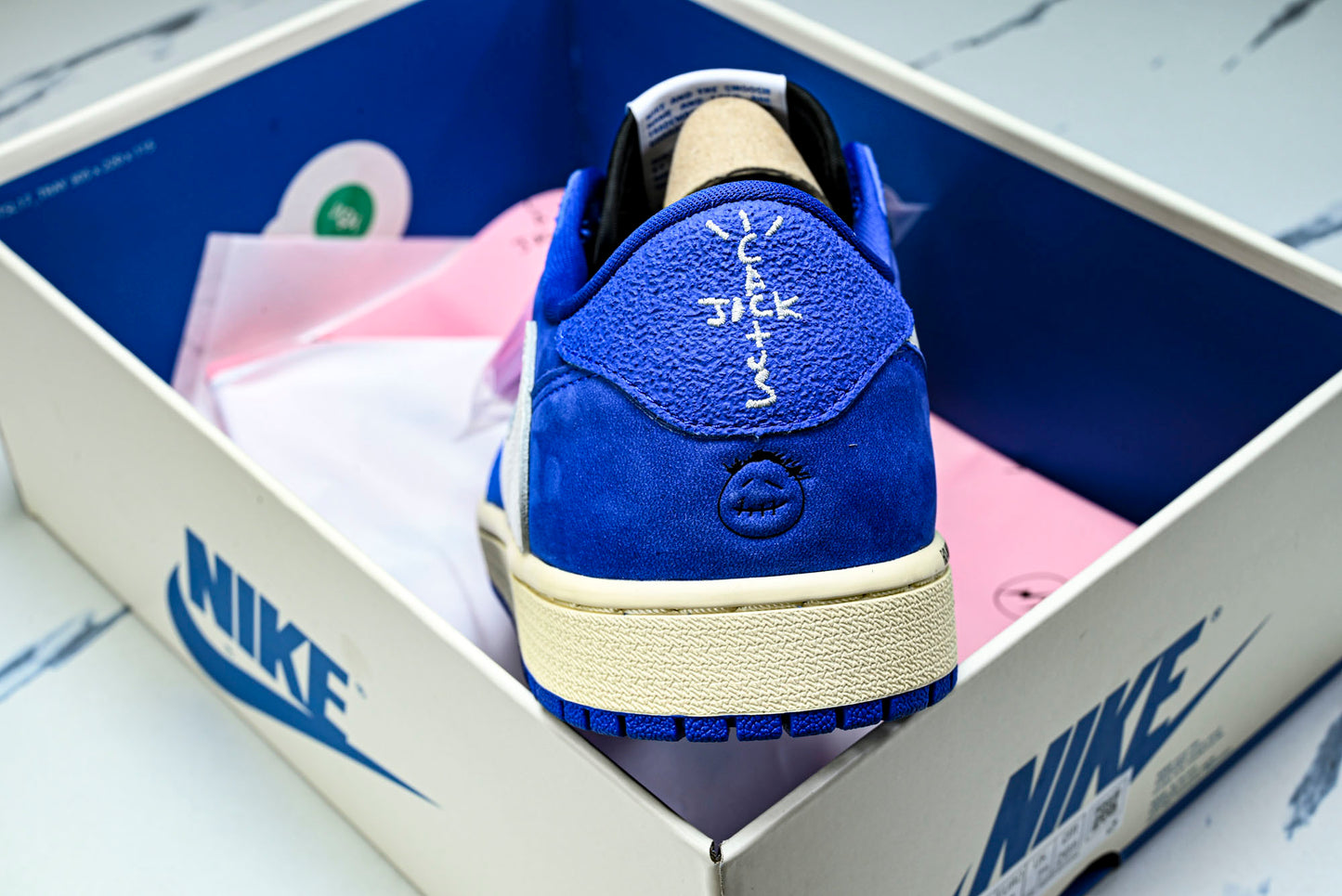 Travis Scott x Fragment AJ1 Low ‘Reverse Sail Military Blue’ (Unreleased)