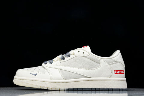 Travis Scott AJ1 Low x Supreme 'White Grey Sole' (Custom)