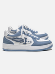 Low Top Classic Leather Sneaker in Ash Blue and White