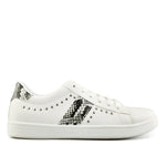 Low Top White Leather Print Sneakers