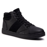 Mid Top Black Leather Sneakers